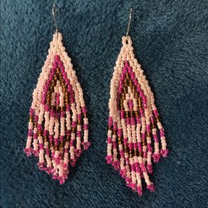 Pink beaded earring